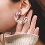 Pink And Green Tortoise Shell Chunky Hoop Earrings, thumbnail 1 of 4