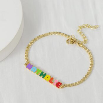 Custom Colored Enamel Name Charm Bracelet, 2 of 11