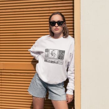 Unisex Graphic Black And White Sweatshirt Rectangle Design, 2 of 5