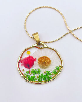 Real Daisy Poppy Pendant Necklace Silver Or Gold Handmade, 2 of 10