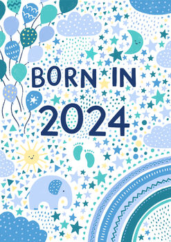 New Baby Boy Card, Born In 2024, Blue, 3 of 3