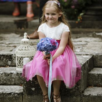 Lace Flower Girl Dress Child 30+ Colour Skirt And Sash, 2 of 9