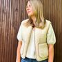 Zip Short Merino Wool Gilet Beige, thumbnail 2 of 5