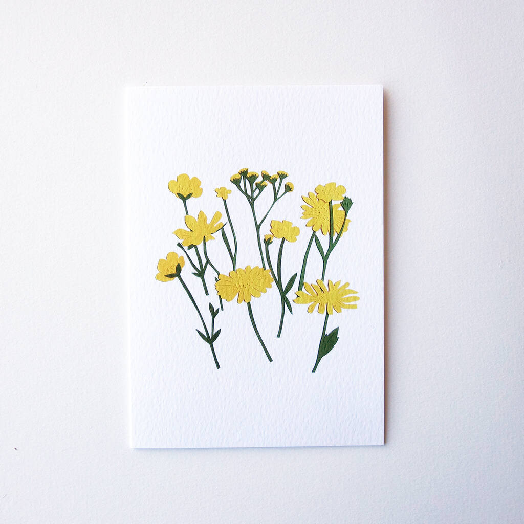 'Yellow Flowers' Greetings Card By Freya Lines