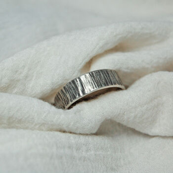 Men's Personalised Silver Textured Ring, 4 of 11