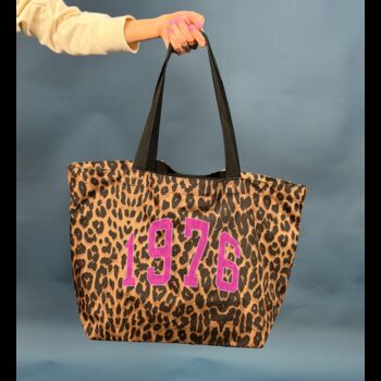 Personalised Varsity Year Leopard Print Shopping Bag, 2 of 5