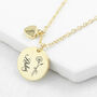 Personalised Birth Flower Matte Heart And Disc Necklace, thumbnail 1 of 12
