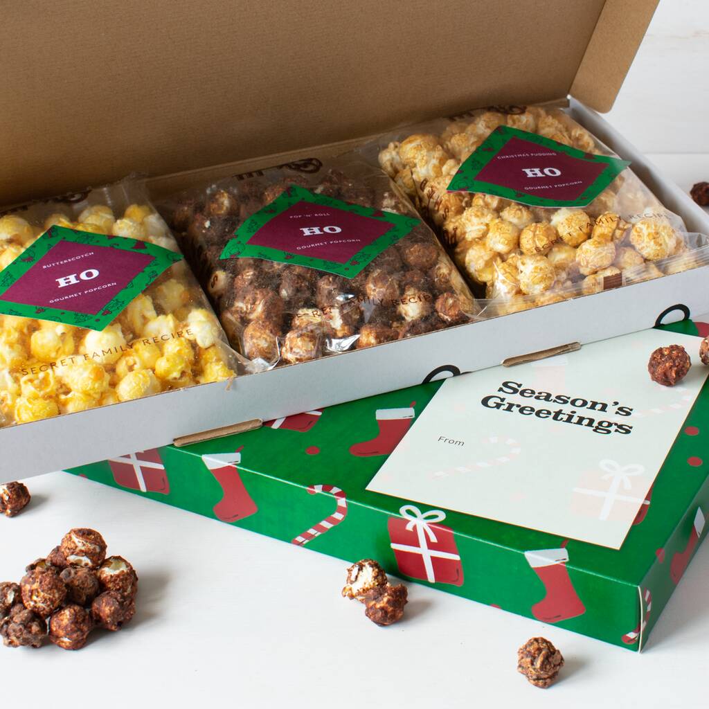 'Vegan Christmas' Gourmet Popcorn Letterbox Gift, 1 of 5