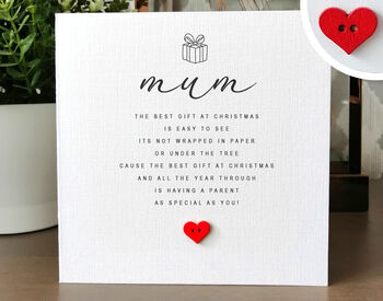Christmas Card For Mum, To A Special Mother Christmas Card, Personalised Card For Mummy, Handmade Card, 3 of 4