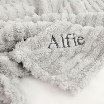 Personalised Grey Textured Fluffy Baby Blanket, 2 of 8