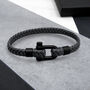 Men's Nautical Shackle And Woven Leather Bracelet, thumbnail 4 of 11