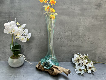 Large 40cm Molten Glass On Root Vase – Fluted Display, 11 of 12
