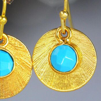 Turquoise Gold Disc Earrings, 8 of 10