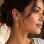 Hammered Gold Long Wave Sterling Silver Drop Earrings, thumbnail 1 of 5
