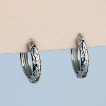 Sterling Silver Celestial Huggie Hoop Earrings, 3 of 7