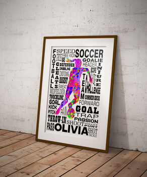Personalised Girl Soccer Print, 3 of 4