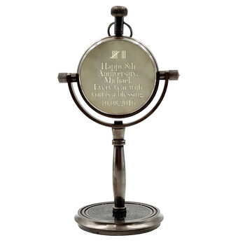 Personalised 8th Anniversary Gift Bronze Desk Clock, 7 of 9