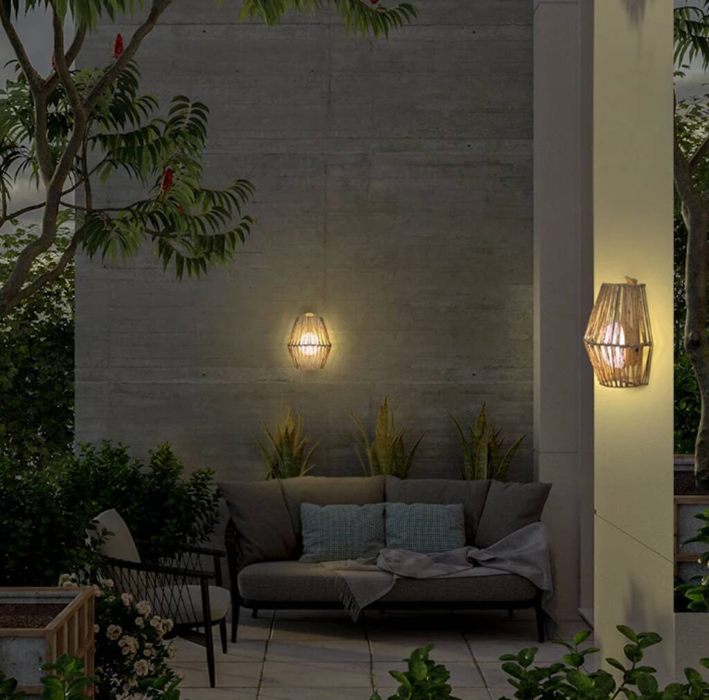 LED Outdoor Rattan Wall Lantern, 1 of 5