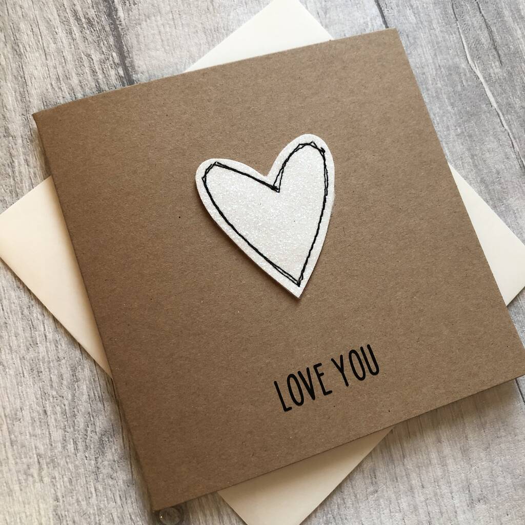 Love You Glitter Heart Birthday/Anniversary Card By Alphabet Bespoke