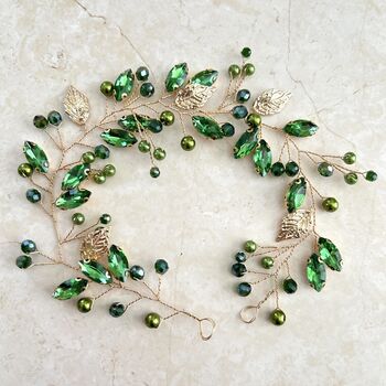 Peridot Green Crystal Hair Vine, 2 of 6