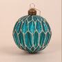 G Decor Set Of Four Blue Glass Christmas Baubles, thumbnail 4 of 5
