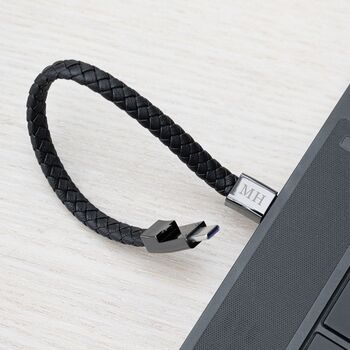 Personalised Woven Leather Usb Charger Tech Bracelet, 11 of 12