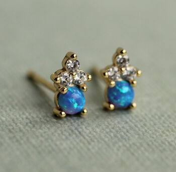 Blue Opal Stud Earrings, 5 of 11