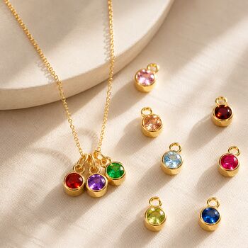 Personalised Family Birthstone Necklace In Gold, 3 of 11