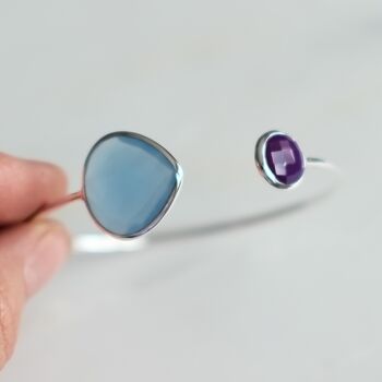 Adjustable Sterling Silver And Gemstone Bangle, 5 of 9