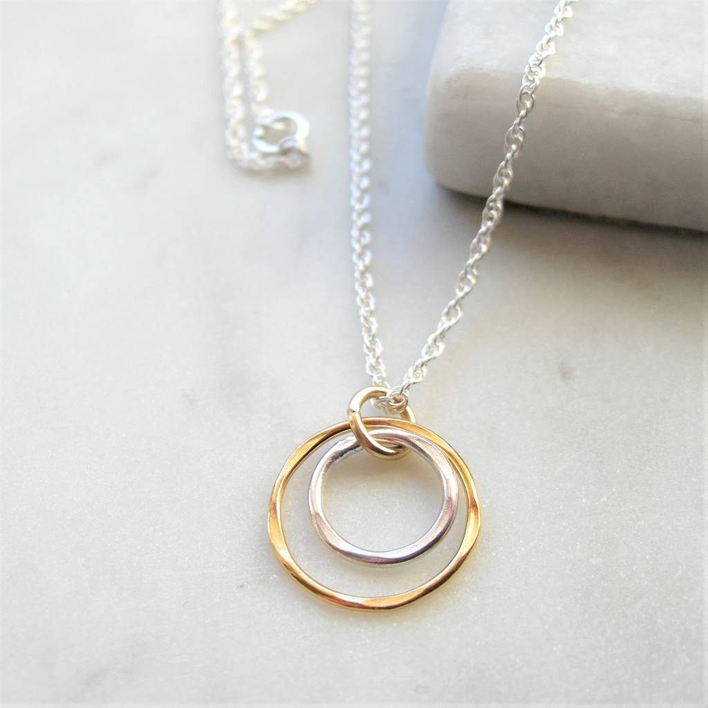 hammered silver and gold circles necklace by hazey designs | notonthehighstreet.com
