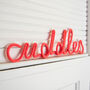 Neon Coral Soft Script Style Word Cuddles, thumbnail 2 of 4