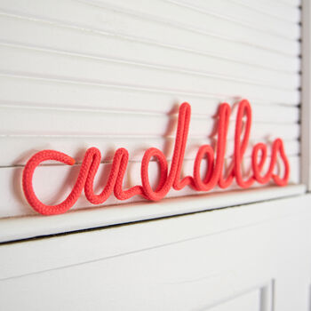 Neon Coral Soft Script Style Word Cuddles, 2 of 4