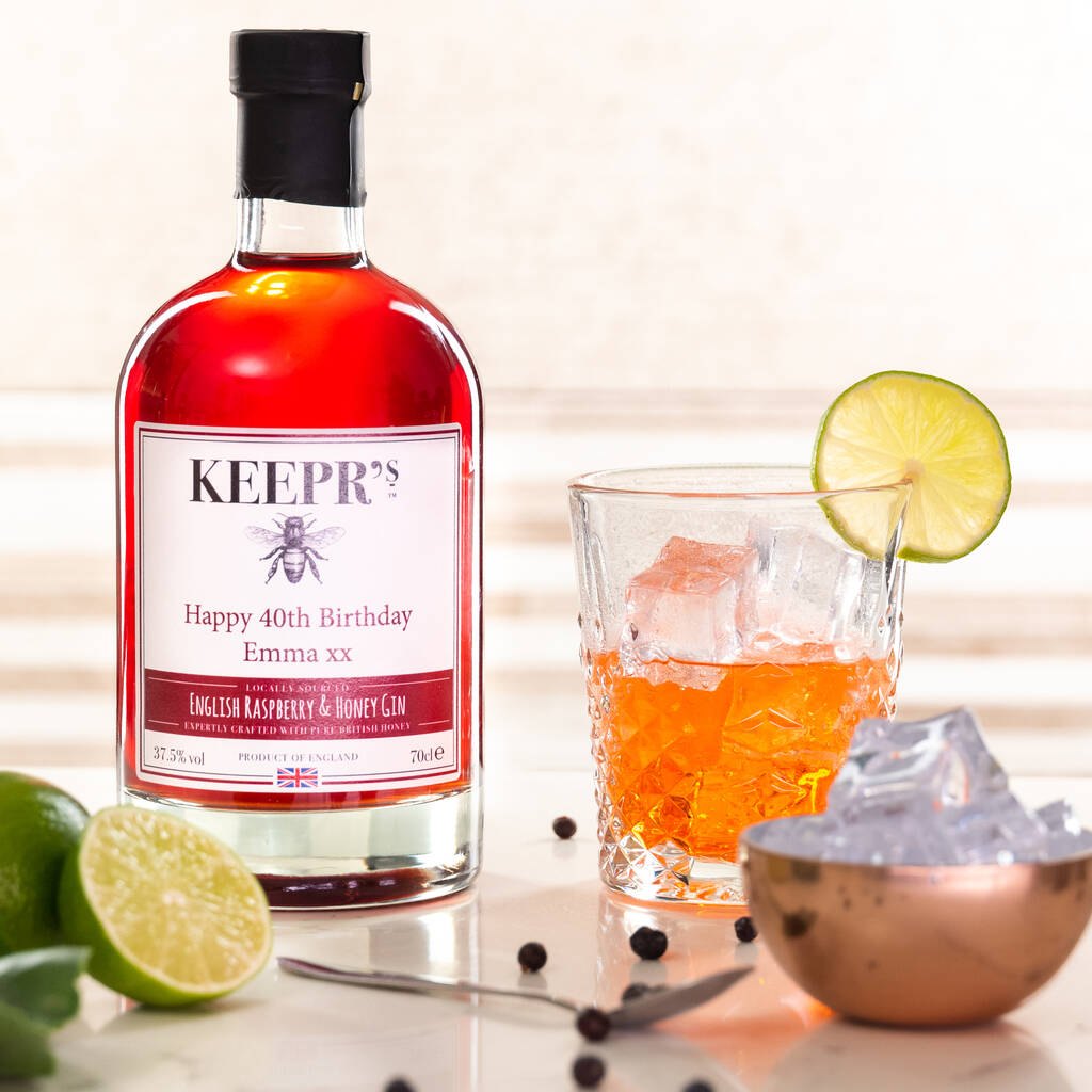 keepr's personalised british raspberry and honey gin by british honey