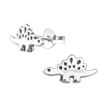 Sterling Silver Stegosaurus Earrings In A Gift Tin, 2 of 10