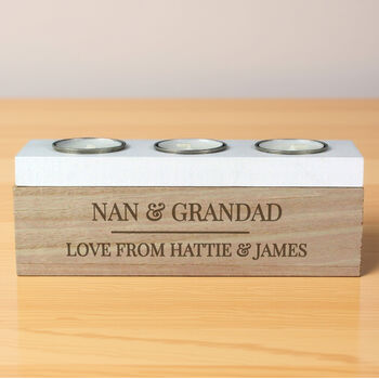 Personalised Classic Triple Tea Light Box Tealight Hold, 10 of 12