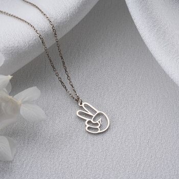 Sterling Silver Peace Sign Necklace, 4 of 7