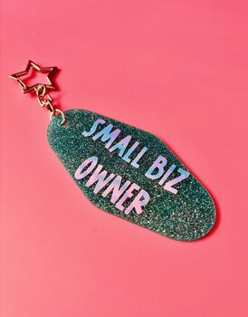 The 'Small Biz Owner' Sparkly Motel Keyring / New Business Congratulations Gift / Fun Shop Owner Gift For Her, 4 of 6