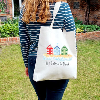 Beach Huts Tote Bag | Beach Bag, 3 of 7