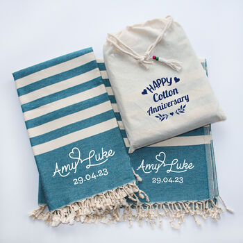 Personalised Beach Towel, Engagement Gift Set, 9 of 9