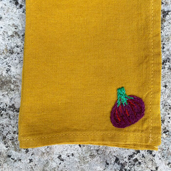 Bespoke Embroidered Fruit Linen Napkin, 3 of 9