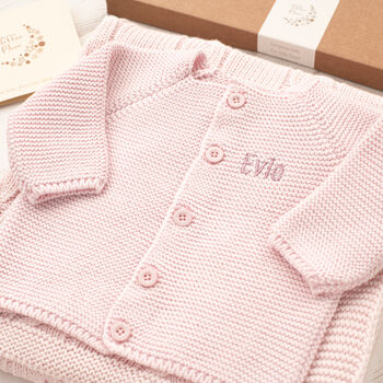 Personalised Blush Pink Luxury Cotton Baby Cardigan, 11 of 12