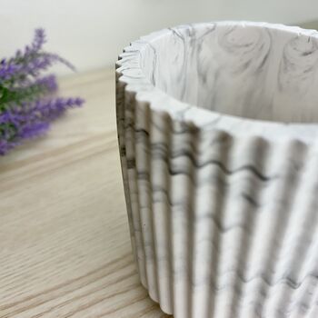 Grey Marbled Ridged Storage Pot With Lid, 4 of 5