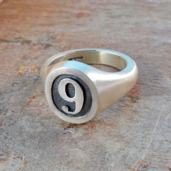 Personalised Number Oval Silver Signet Ring, 2 of 5