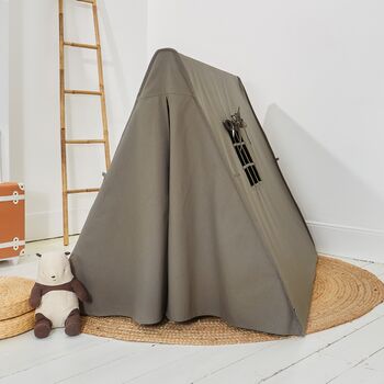 Personalised Army Greeny Grey A Frame Playhouse Tent, 2 of 5