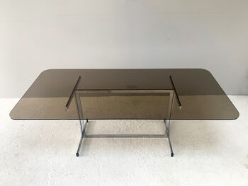 Mid Century Pieff Glass Dining Table, Large Width 198cm, 5 of 12