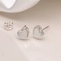 Sterling Silver Mother Of Pearl Heart Stud Earrings, thumbnail 5 of 8