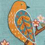 Printed Linen Embroidery Kit Birds And Blossoms, thumbnail 3 of 6