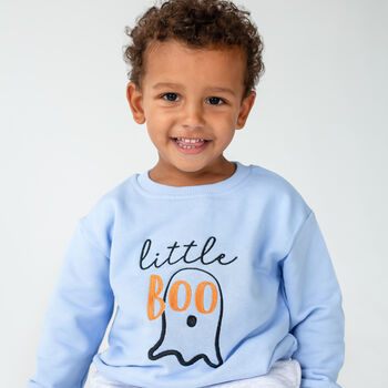 Little Boo Halloween Embroidered Sweatshirt Jumper, 3 of 6