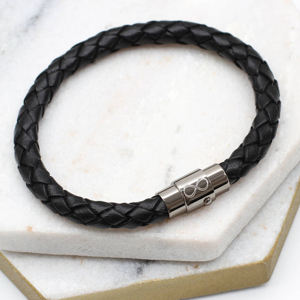 Men's Infinity Symbol Leather Bracelet, 1 of 7