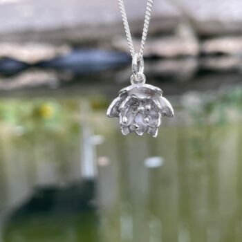 Water Lily Pendant In Sterling Silver, 4 of 5